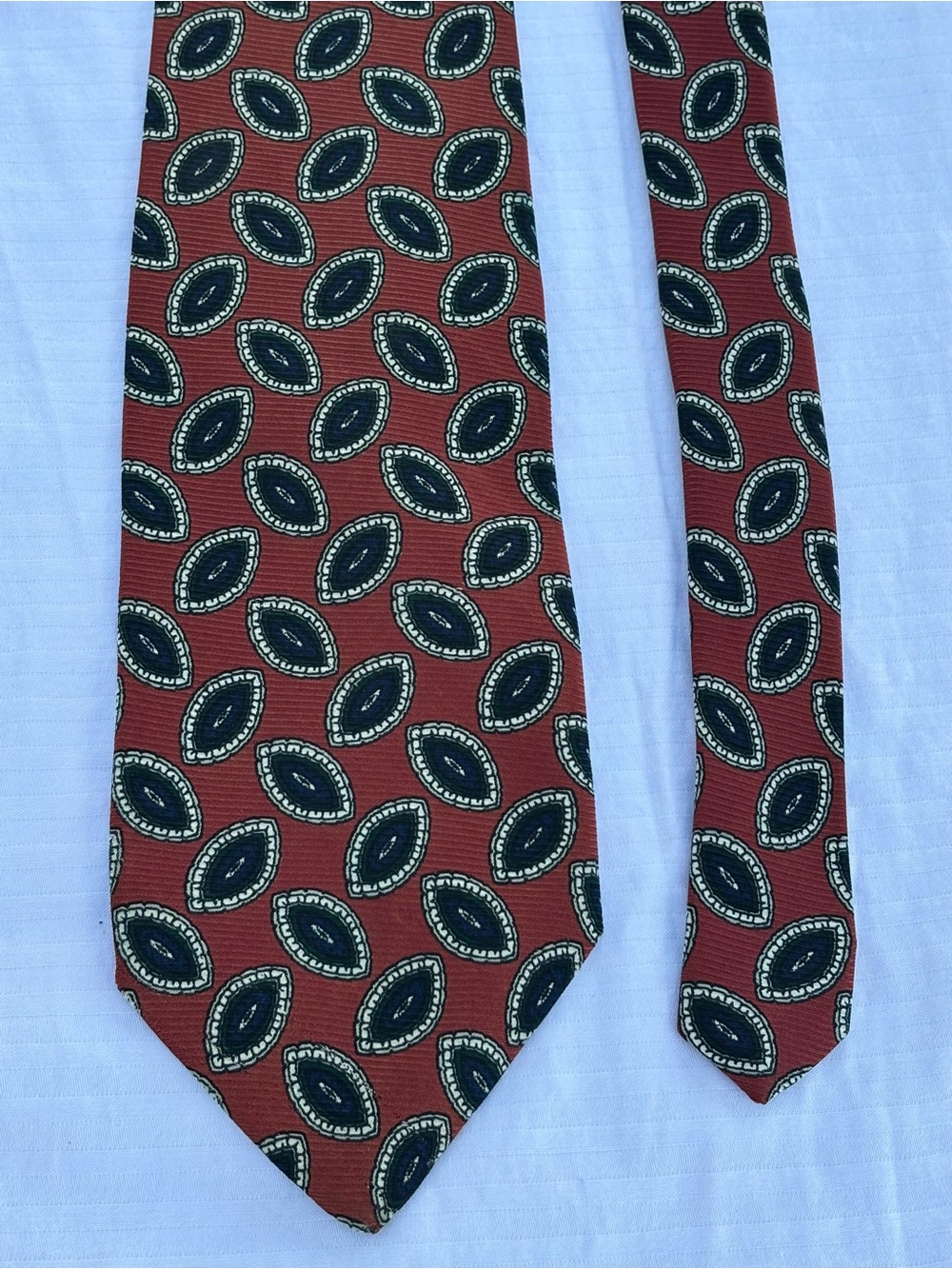 ROBERT TALBOTT Classic Red & Black Geometric 100% Hand Sewn Silk Necktie